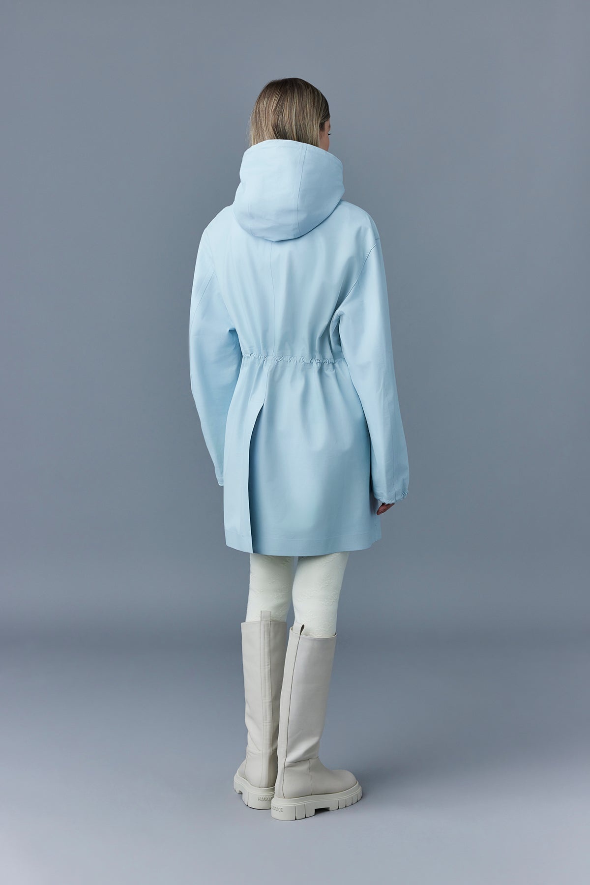AUTUMN Monochromatic leather coat with hood - 5