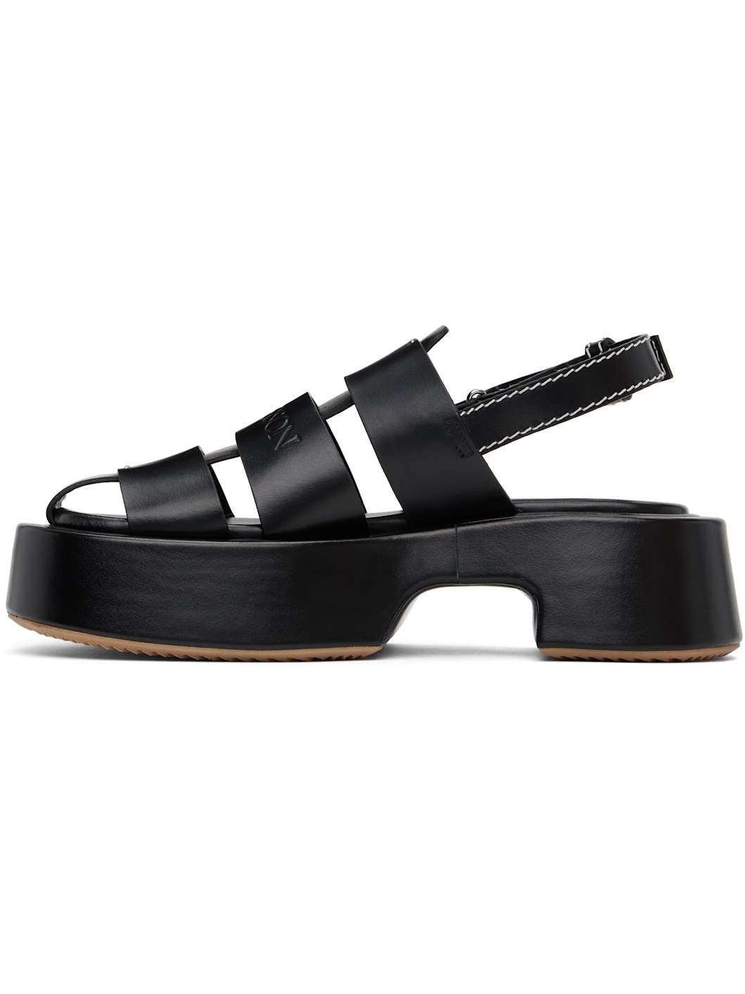 Black Stripe Platform Sandals - 3