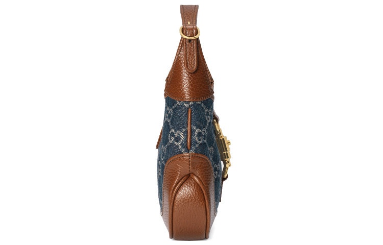 (WMNS) Gucci Jackie 1961 Series miniDenimSingle Shoulder Bag Brown color combination 637092-2KQGG-83 - 6