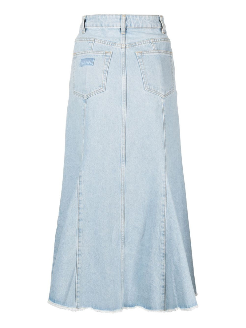 GANNI denim peplum midi skirt outlook