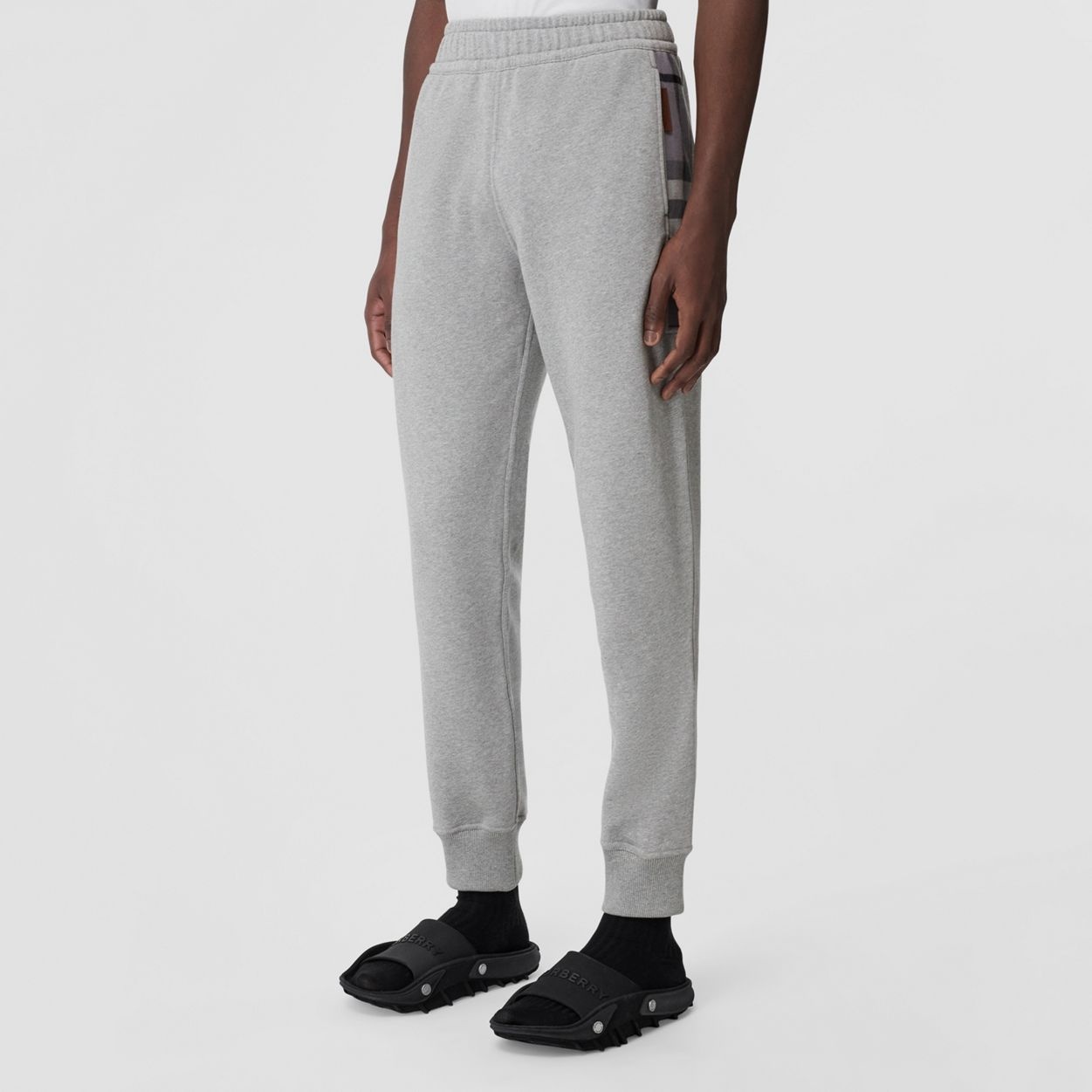 Check Panel Cotton Jogging Pants - 6