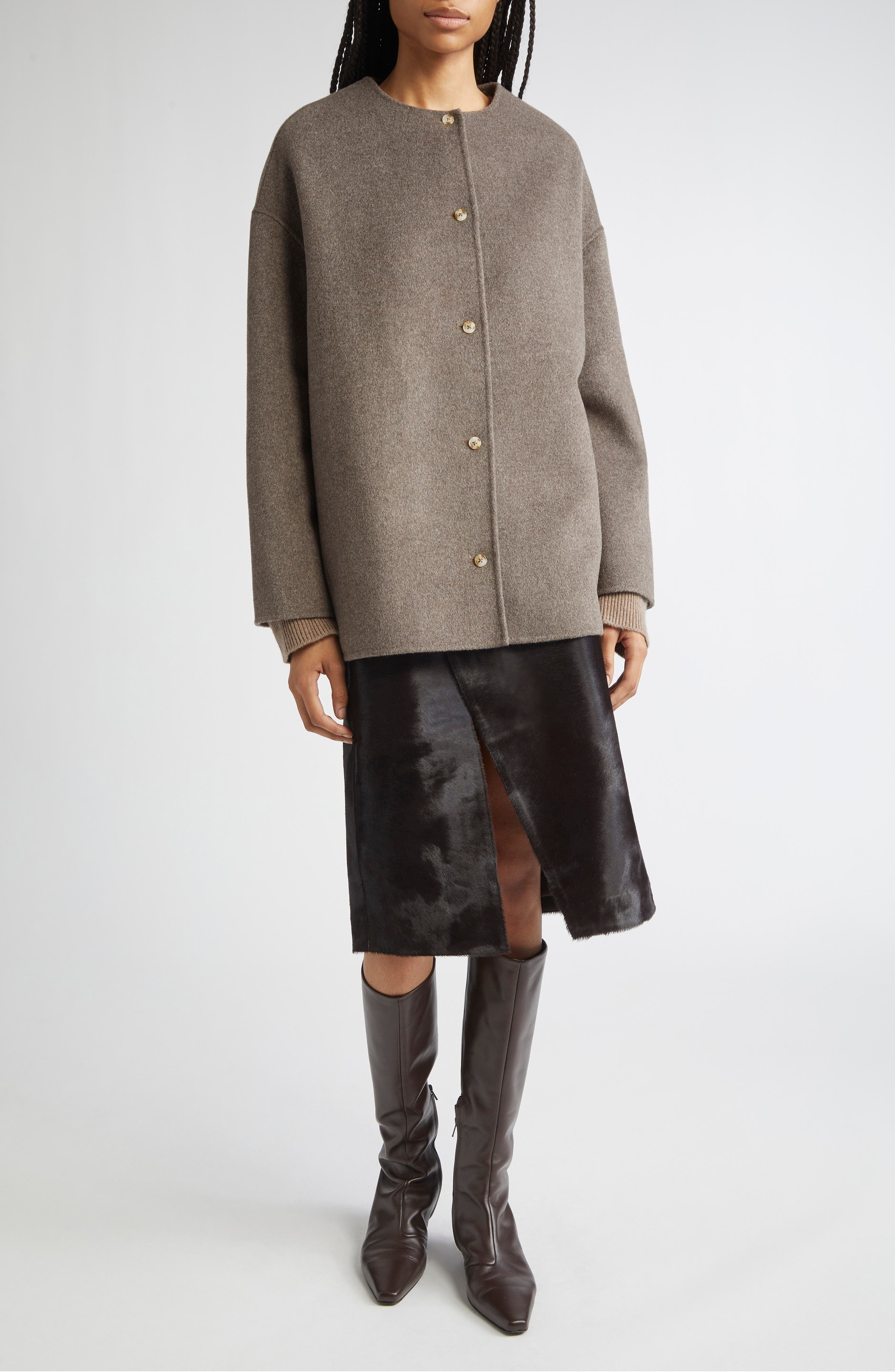 LOULOU DE SAISON Dunne Single Breasted Wool & Cashmere Coat in Taupe Melange at Nordstrom - 2