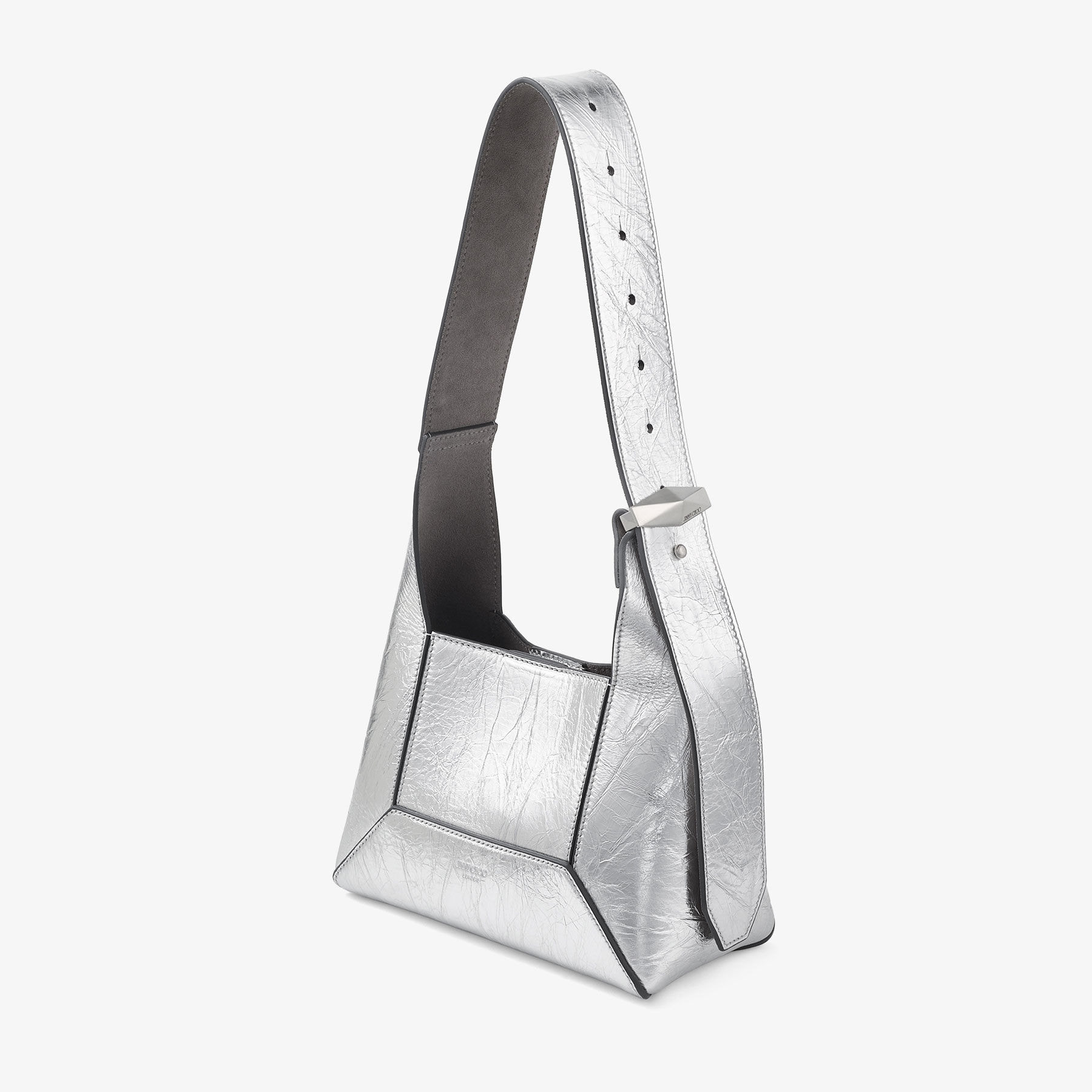 Diamond Hobo/S
Silver Vintage Metallic Leather Shoulder Bag - 3