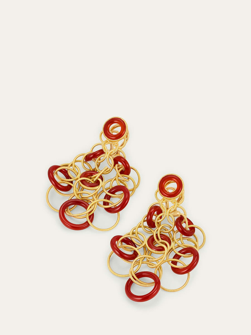 Buccellati Hawaii Color 18K Yellow Gold Carnelian Pendant Earrings, 5cm outlook