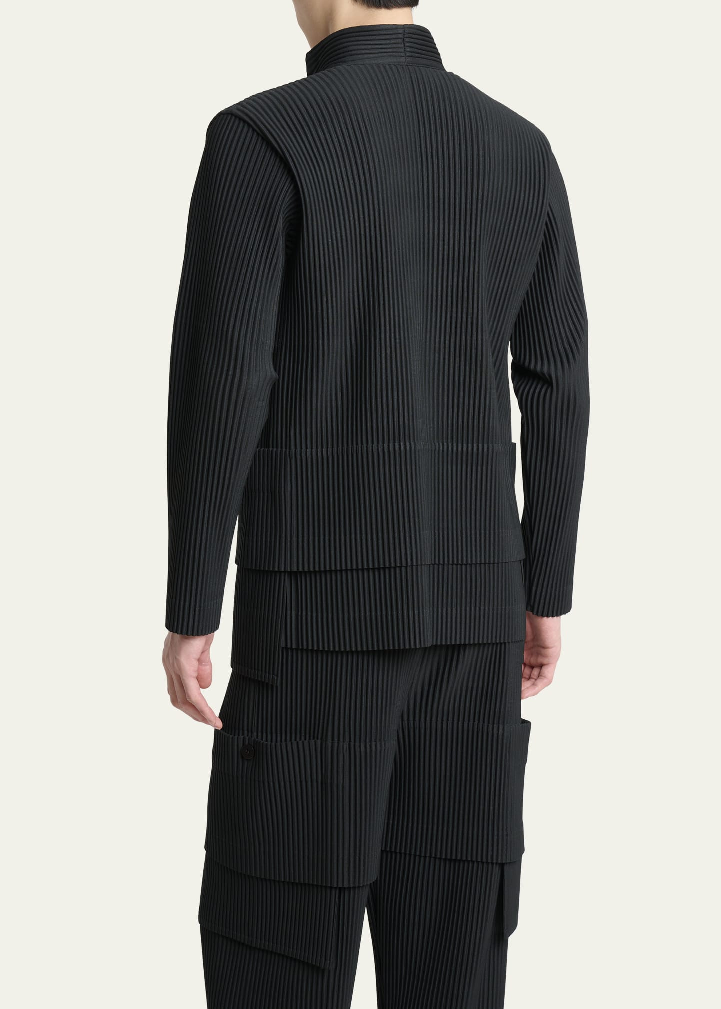 Men's Multi-Pocket Pleated Button-Down Shirt - 3