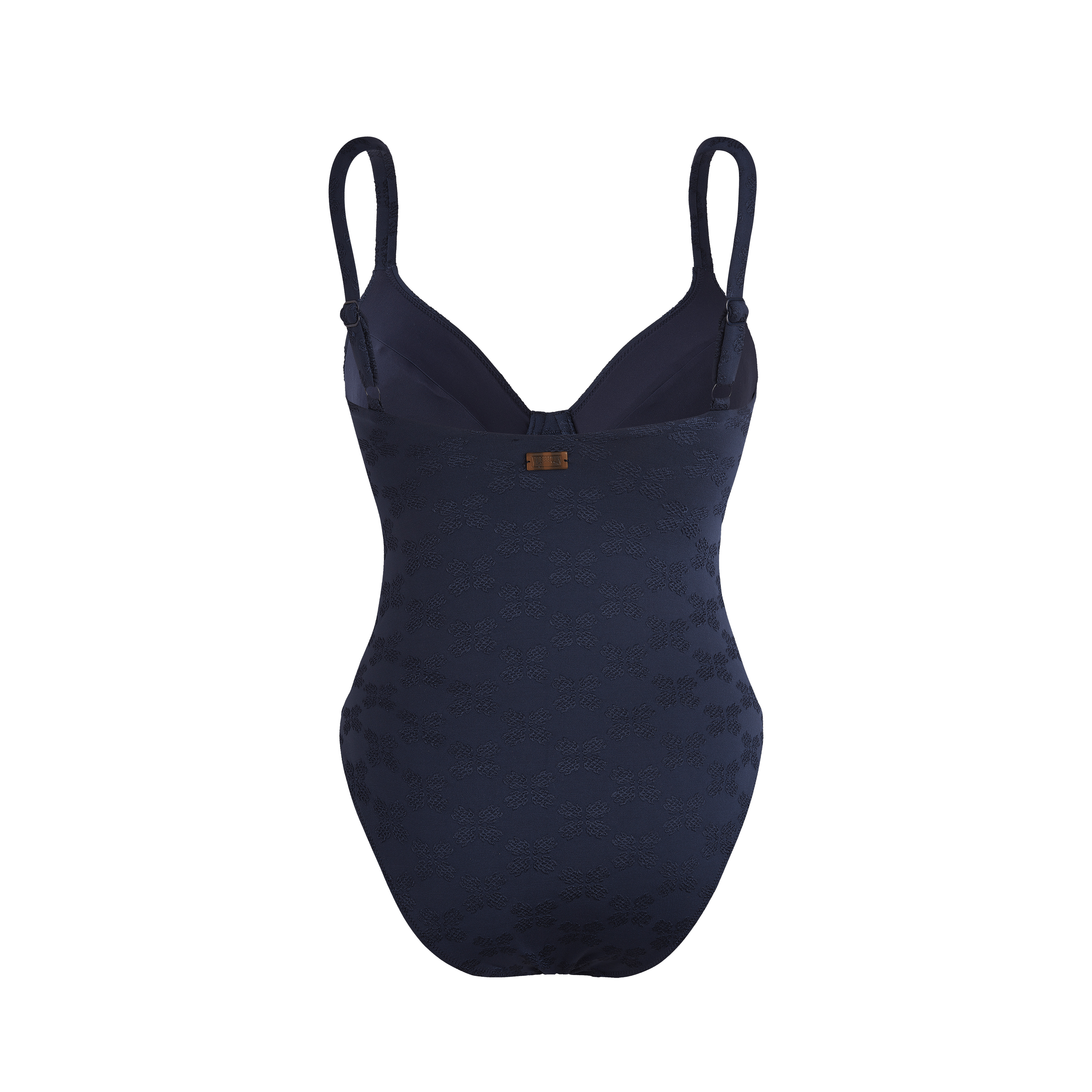 Women Underwire One-piece Swimsuit Turtles Monogram Jacquard - 2