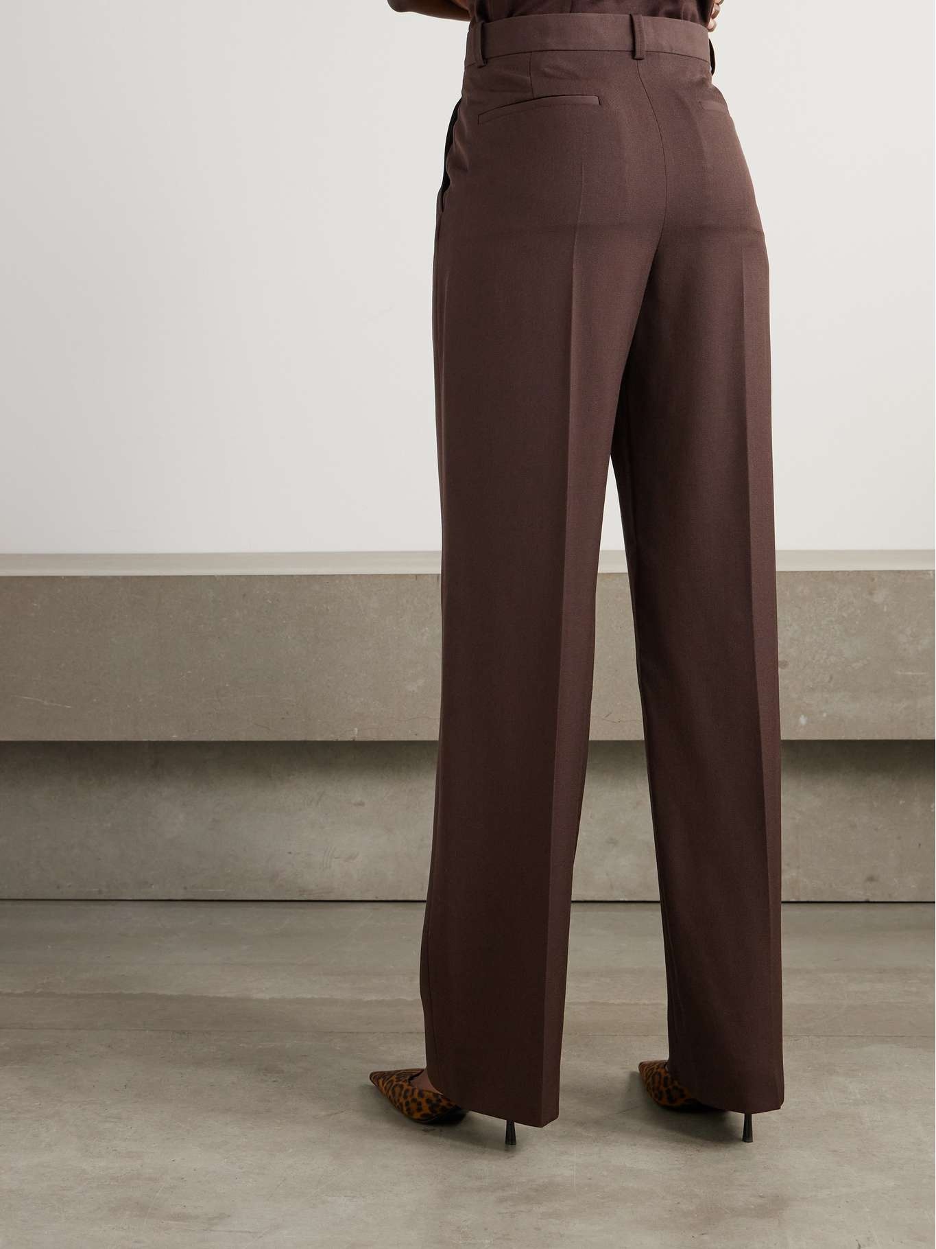 Wool straight-leg pants Brown - 4