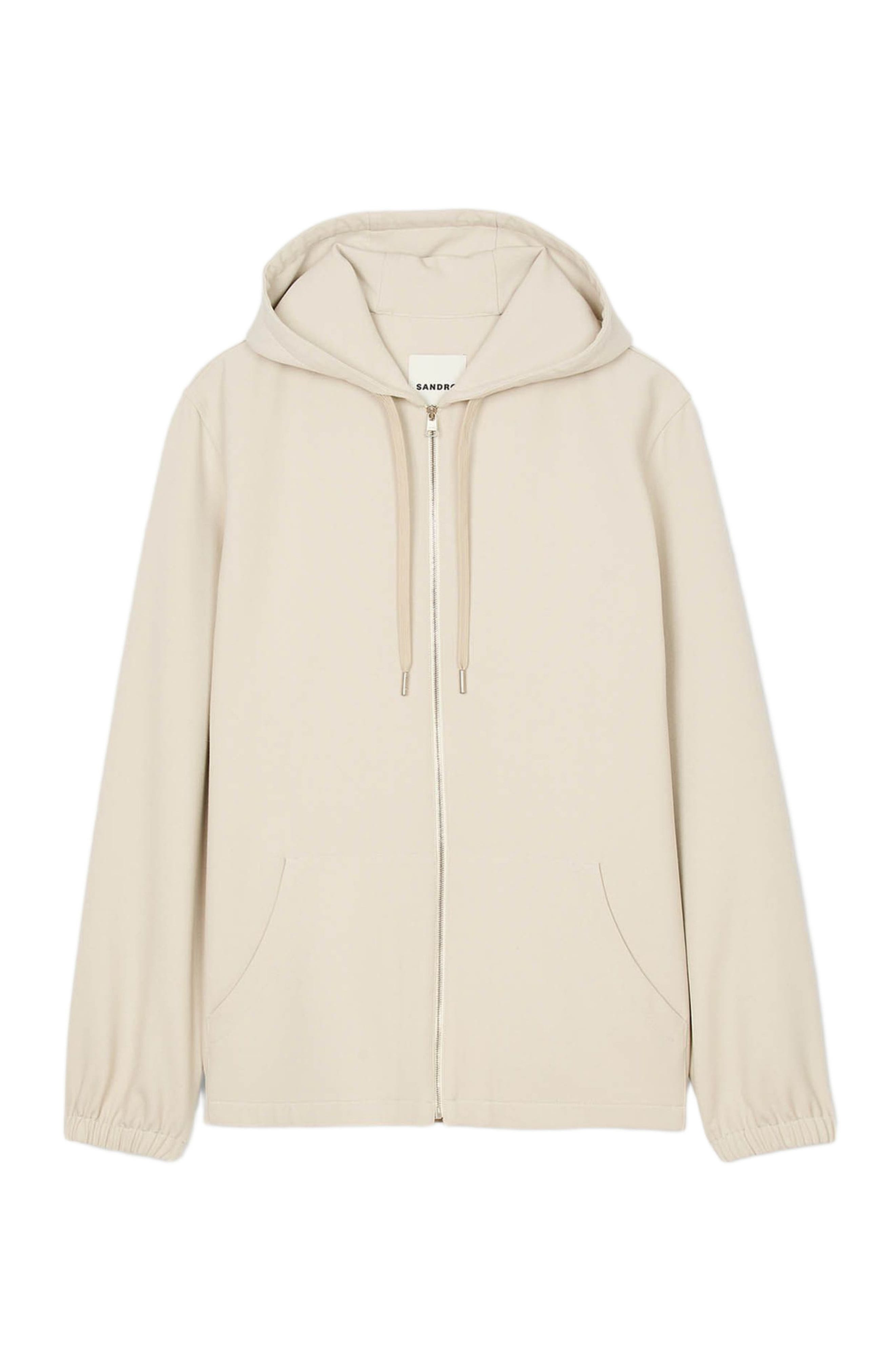 SANDRO Hooded shirt jacket in Putty at Nordstrom - 5