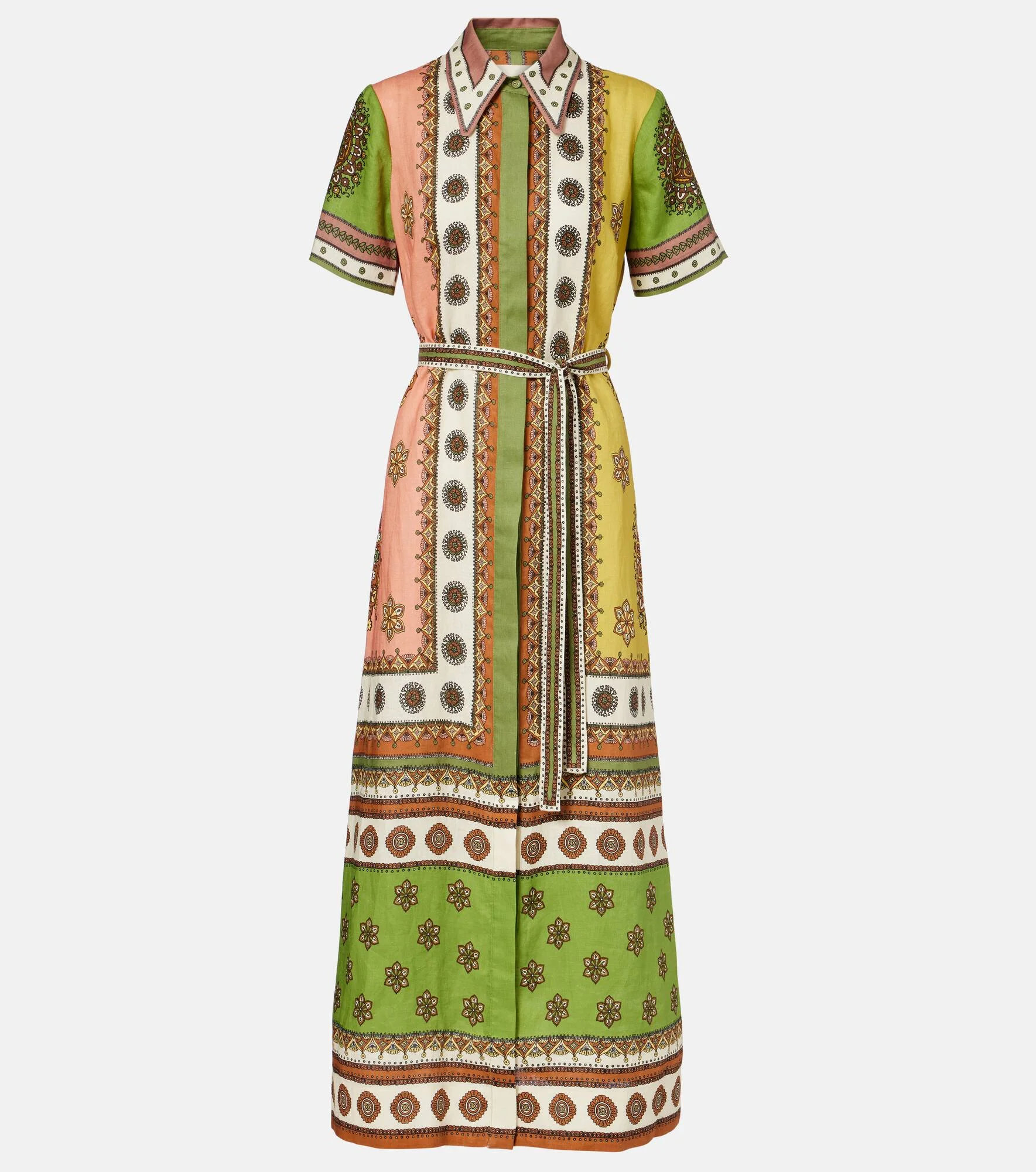 Contina belted linen shirt dress - 1