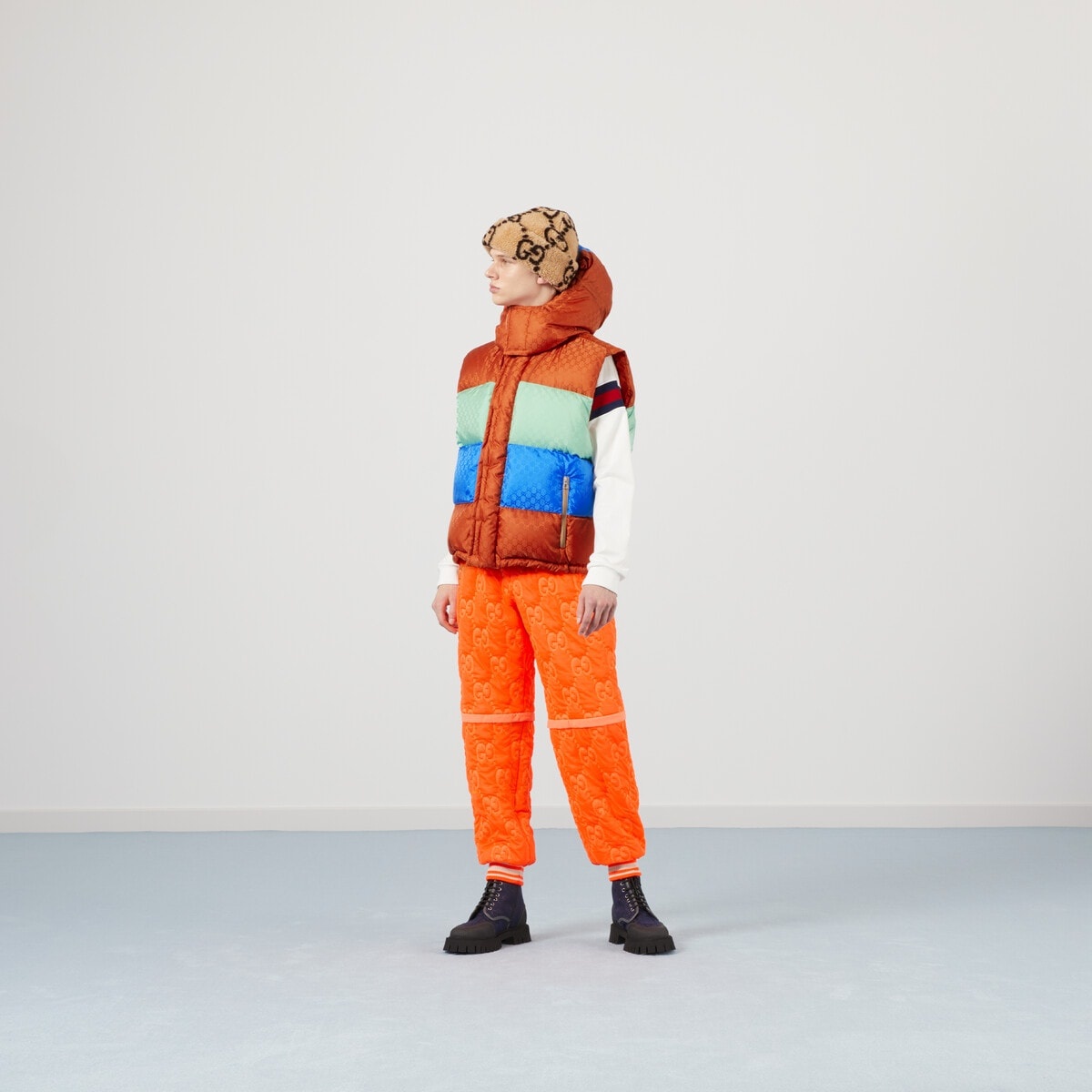 Colorblock GG jacquard down vest - 2