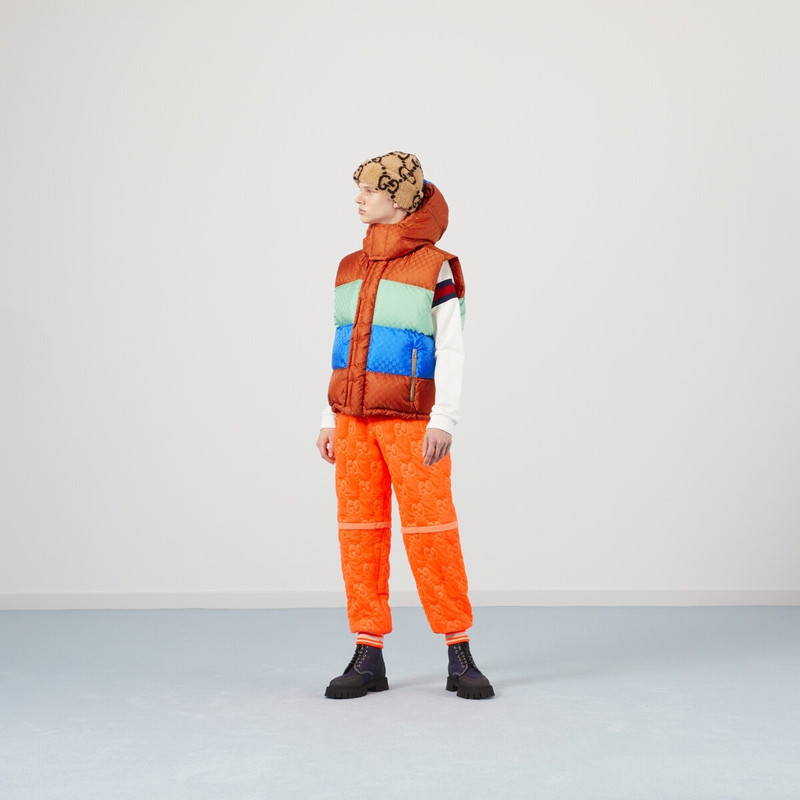 GUCCI Colorblock GG jacquard down vest outlook