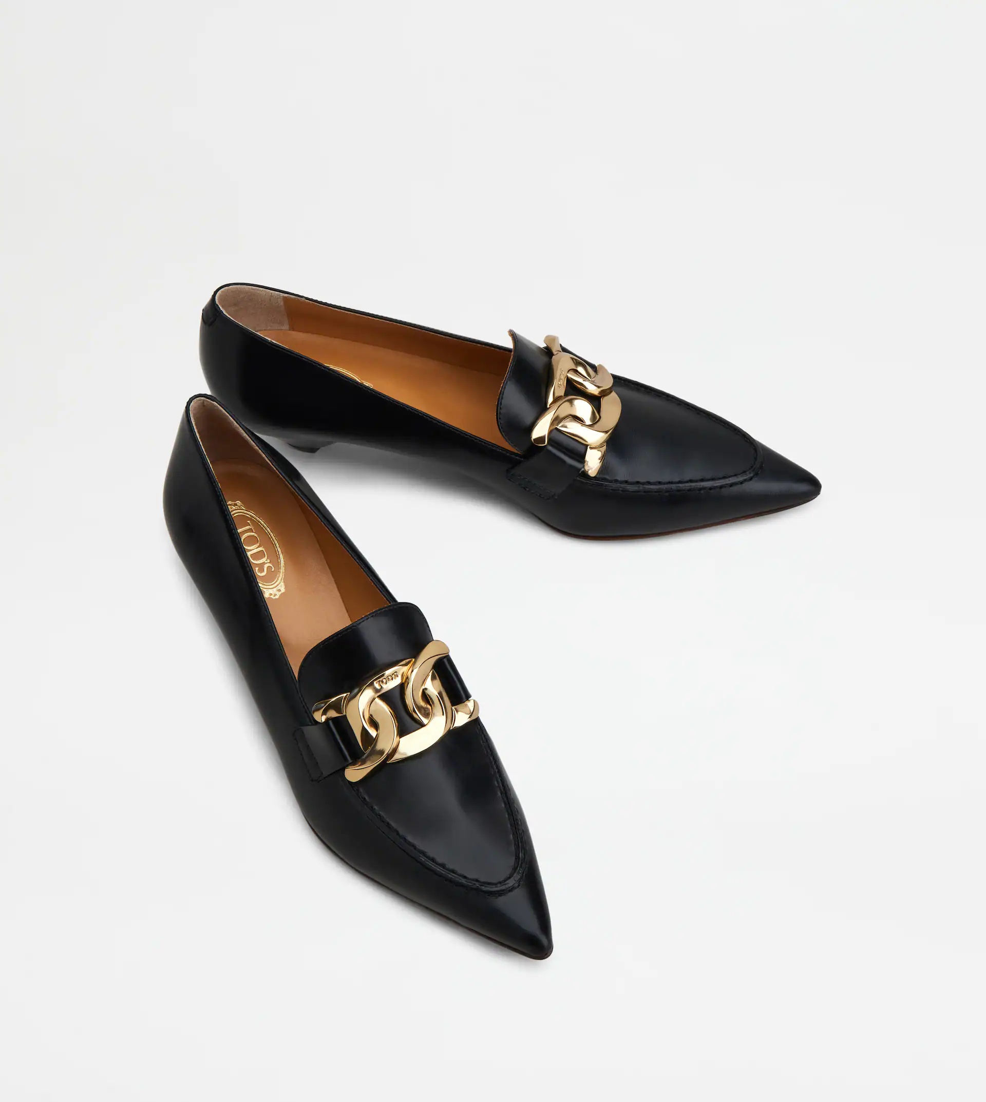 HEELED LOAFERS IN LEATHER - BLACK - 3