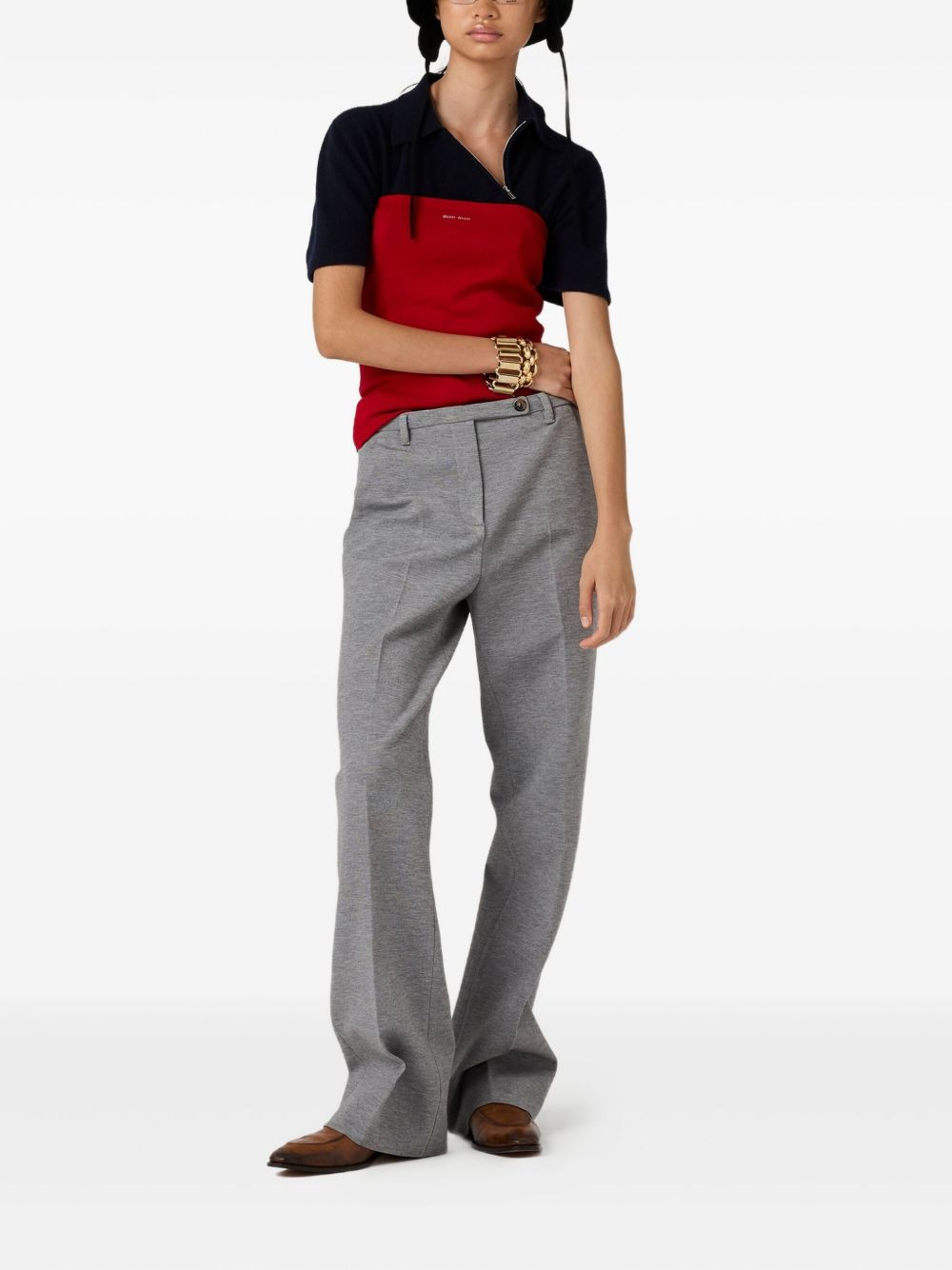 zip-front ribbed knit sweater - 2