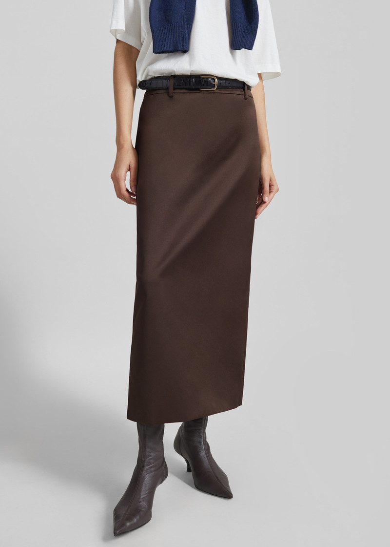 Alrose Satin Midi Skirt - Brown 3