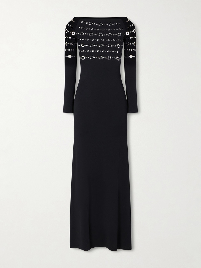 Eyelet-embellished Jersey Midi Dress 1