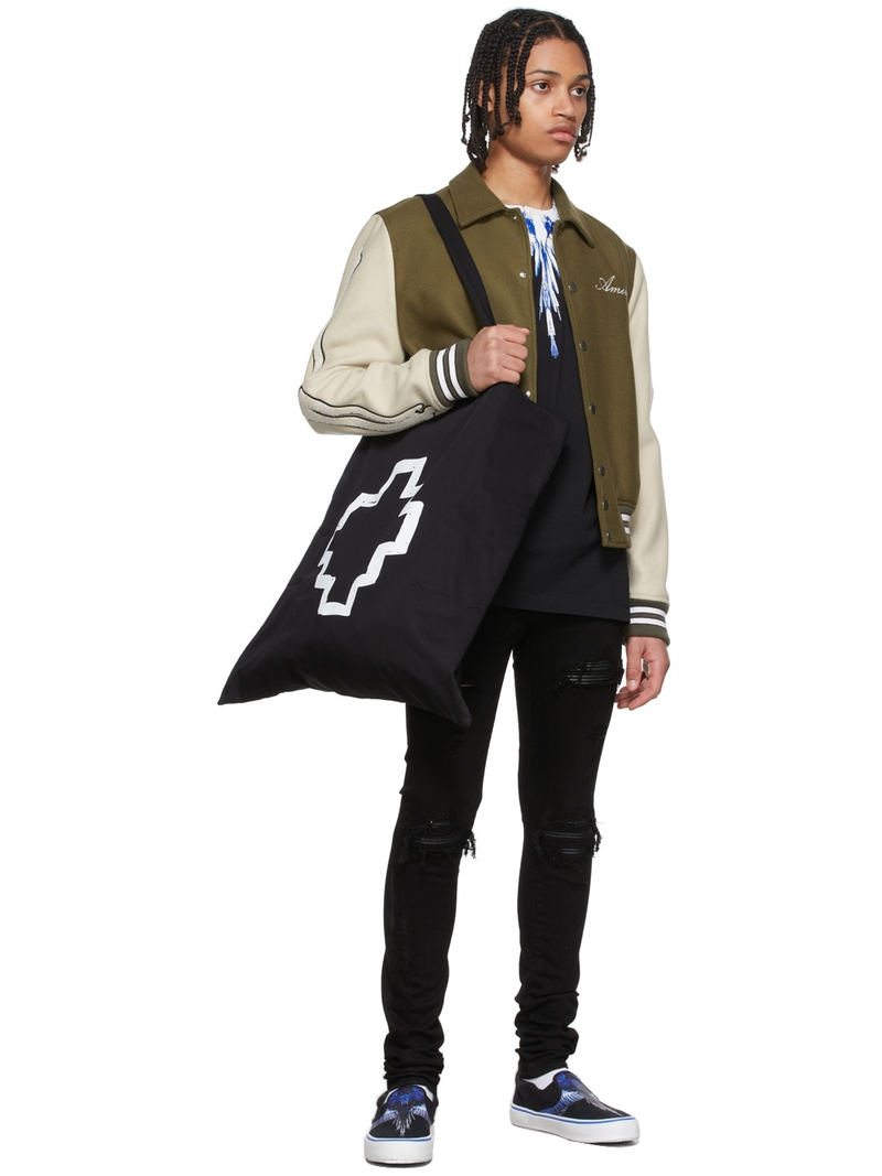 Marcelo Burlon County Of Milan Black & Blue Wings Slip-On Sneakers outlook