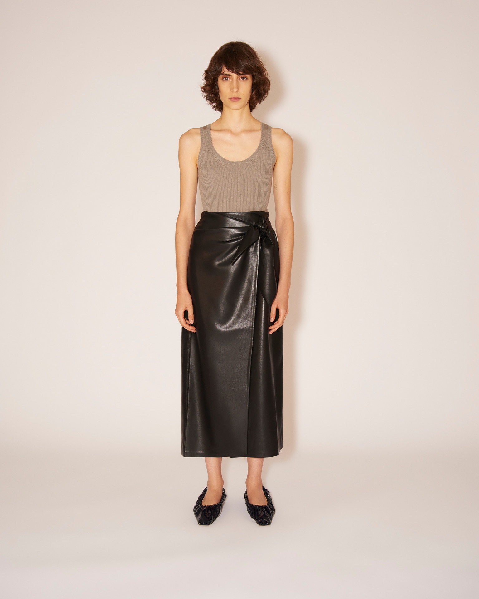 AMAS - OKOBOR™ alt-leather sarong skirt - Black - 3