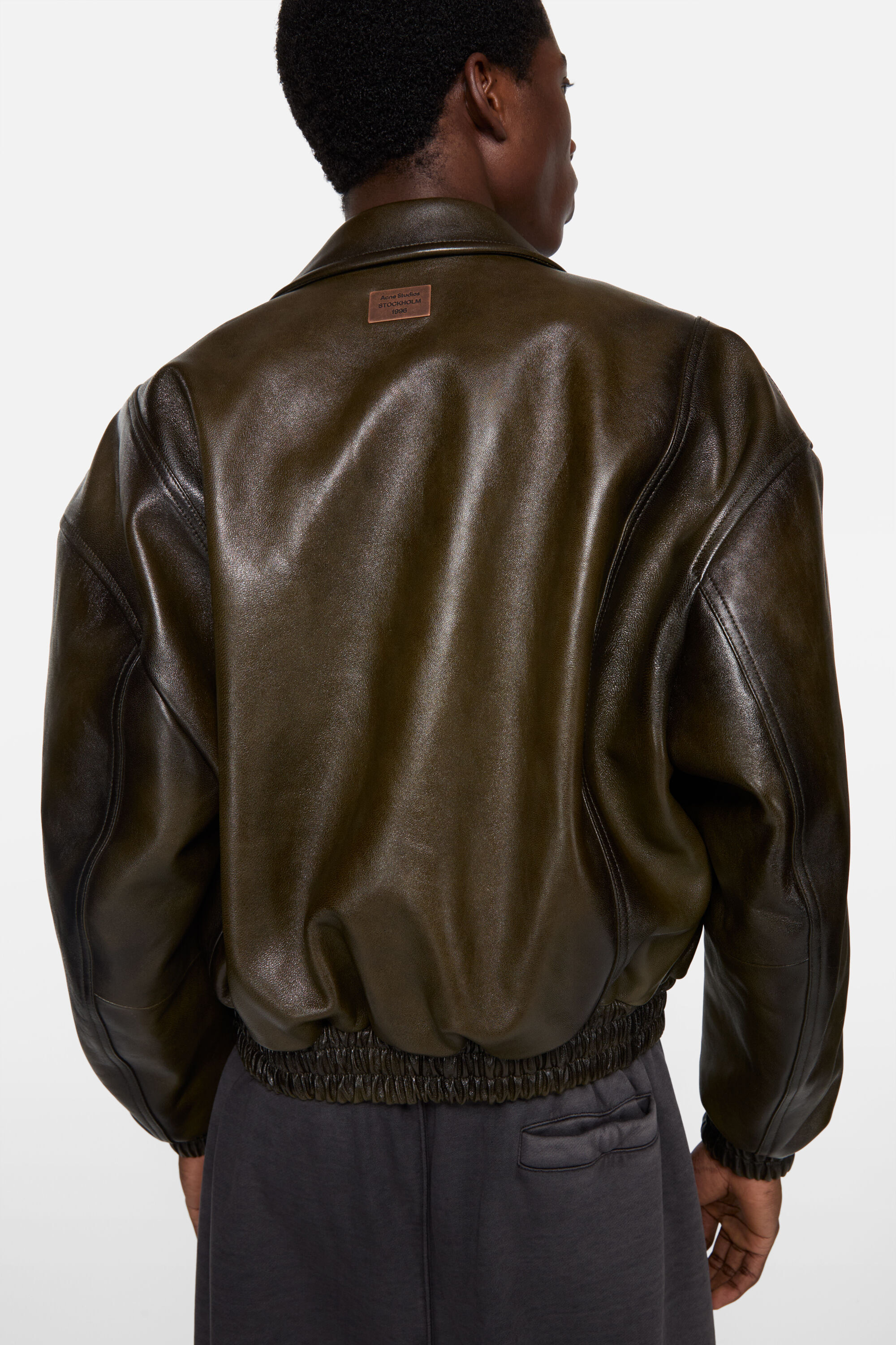 Leather bomber jacket - Vintage green - 4