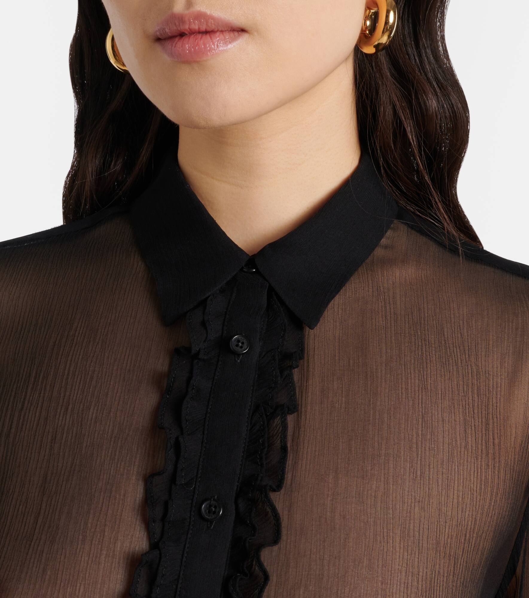Kris ruffled sheer silk shirt - 4