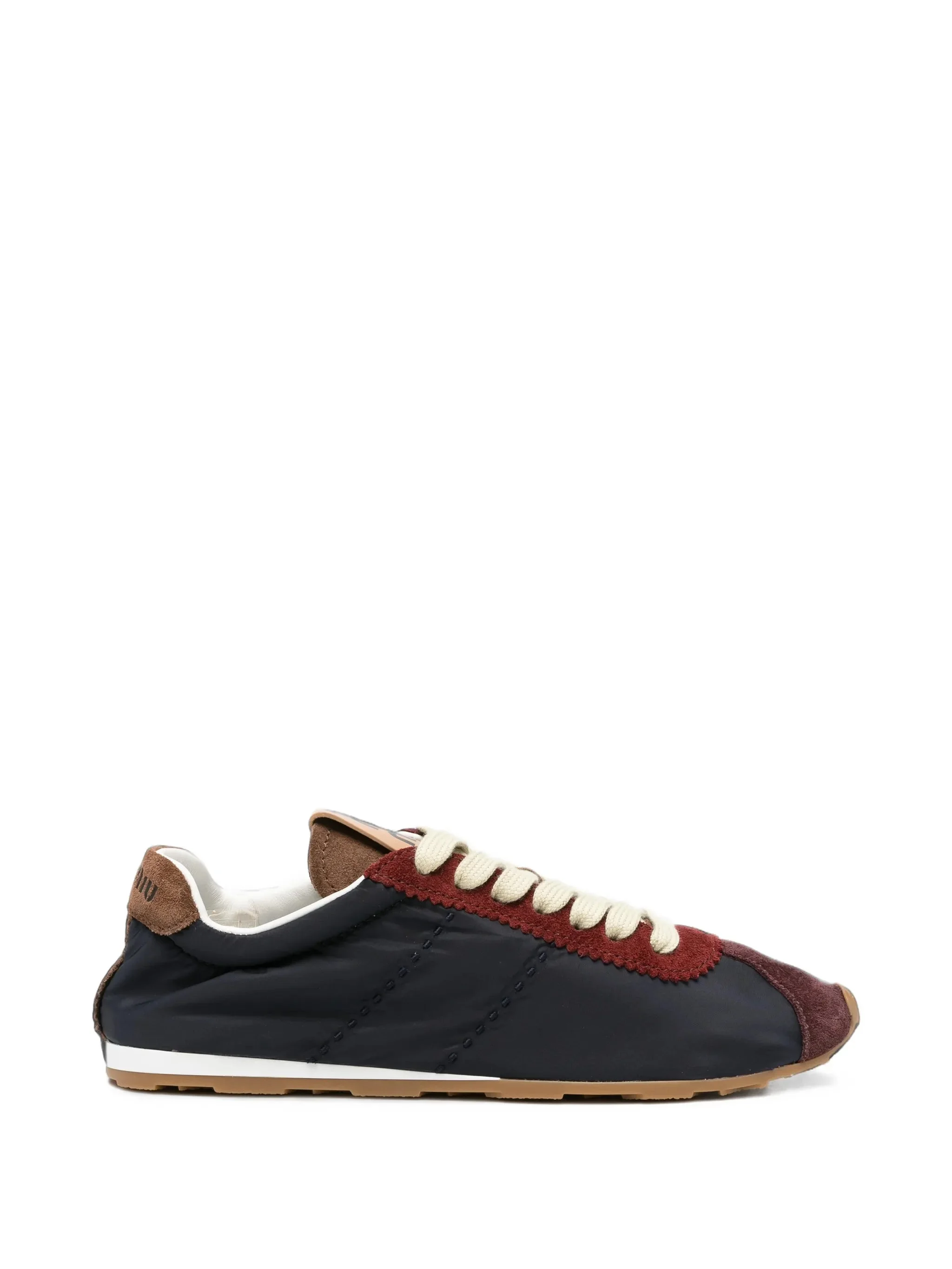 Miu Miu Plume Suede-trim Panelled Sneakers - 1