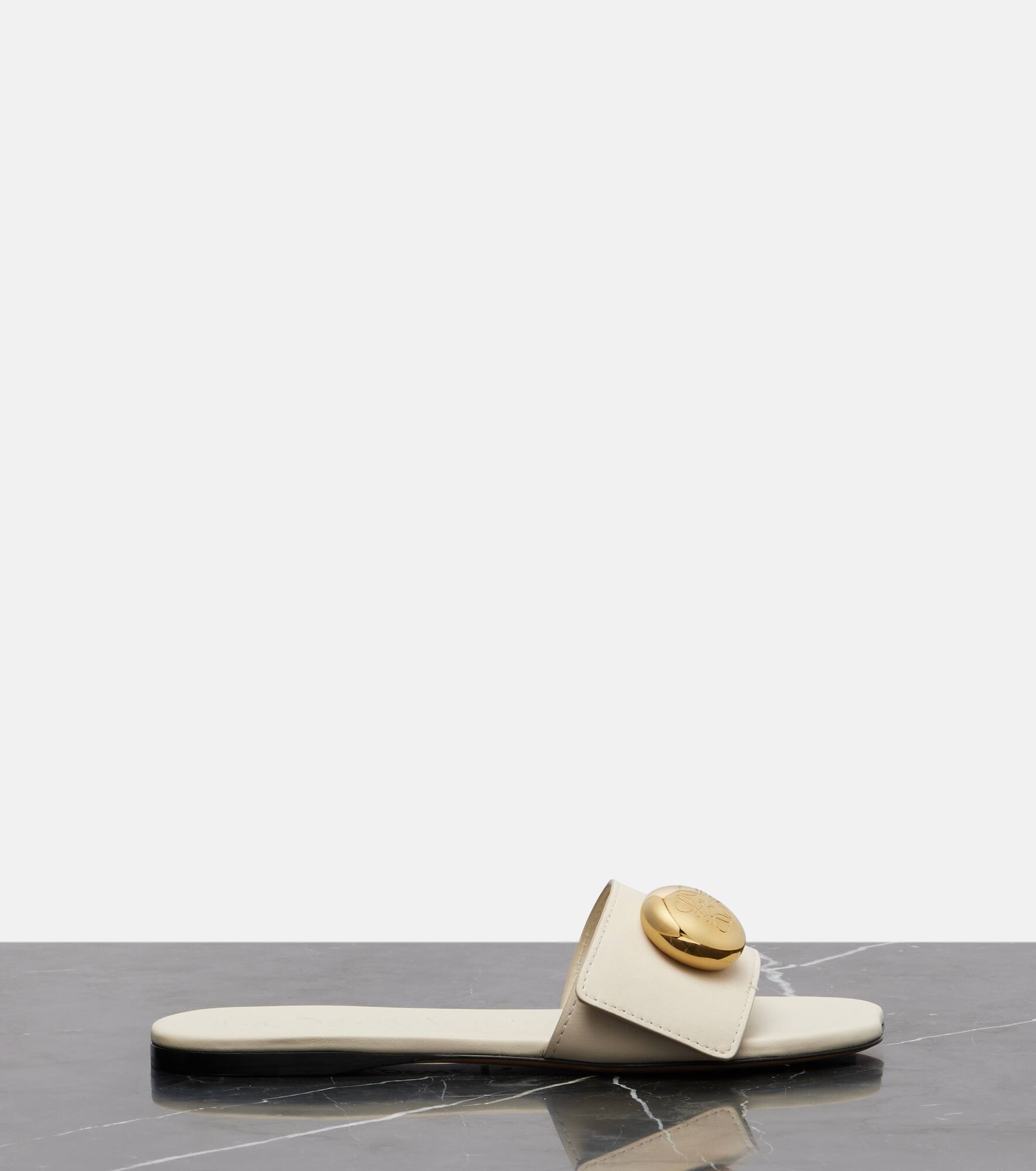 Pebble leather slides - 4