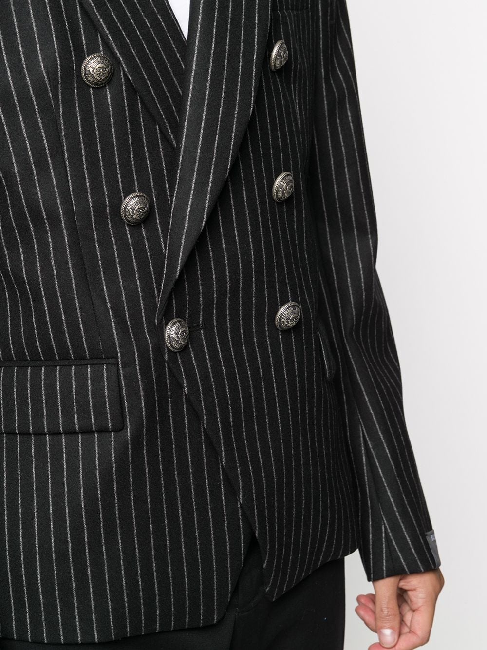 pinstriped double breasted blazer - 5