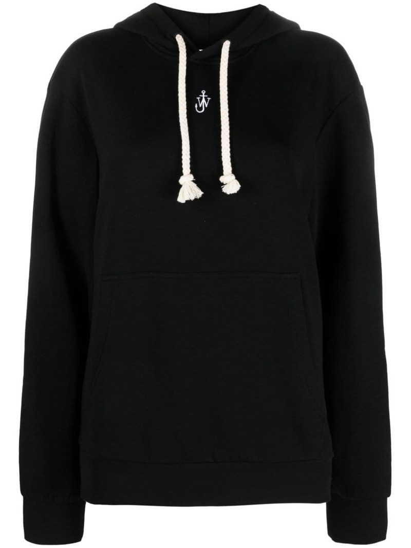 logo-embroidered cotton blend hoodie 1