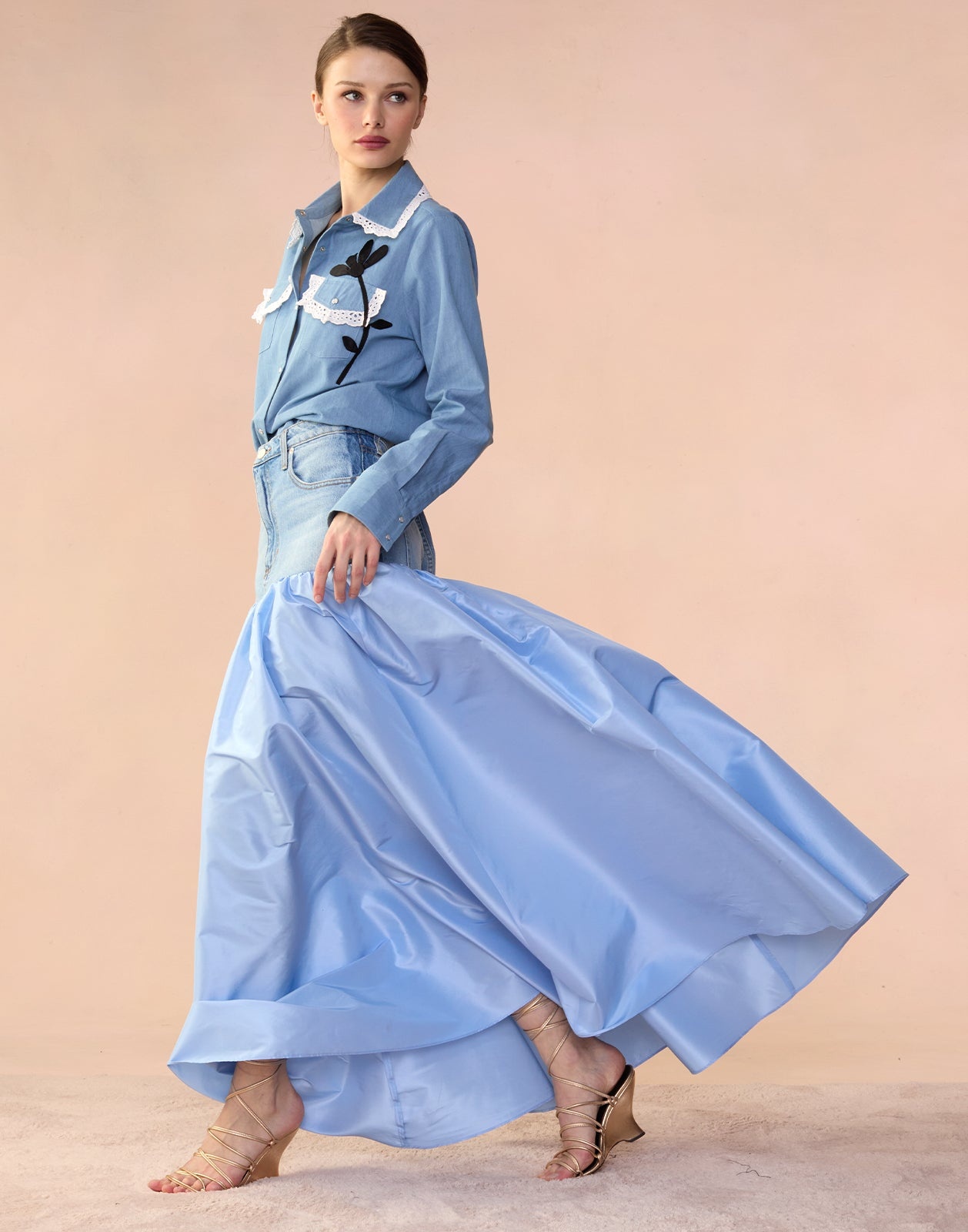 Denim Taffeta Skirt - 4