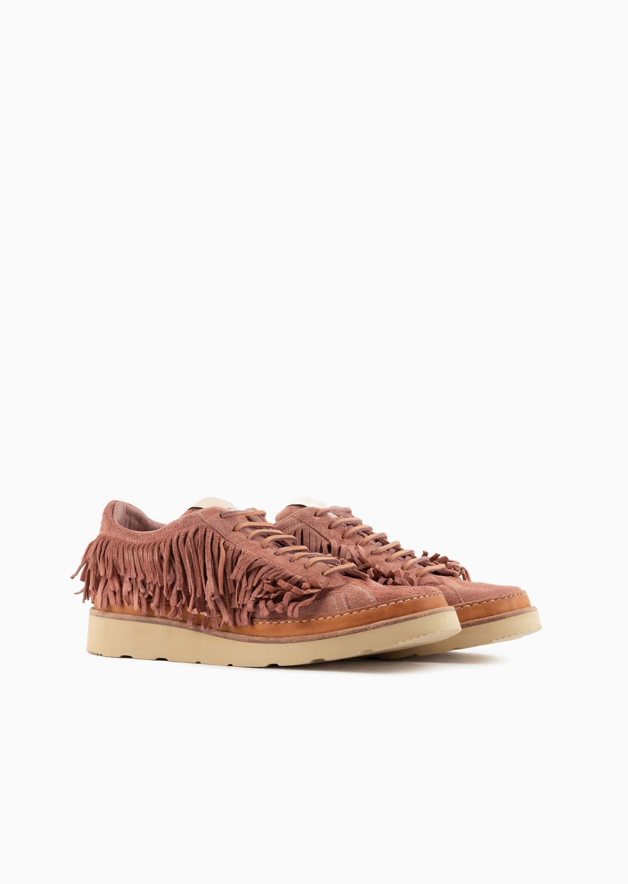 Emporio Armani Sustainability Values Capsule Collection sneakers with all-over buffalo-suede fringe - 2