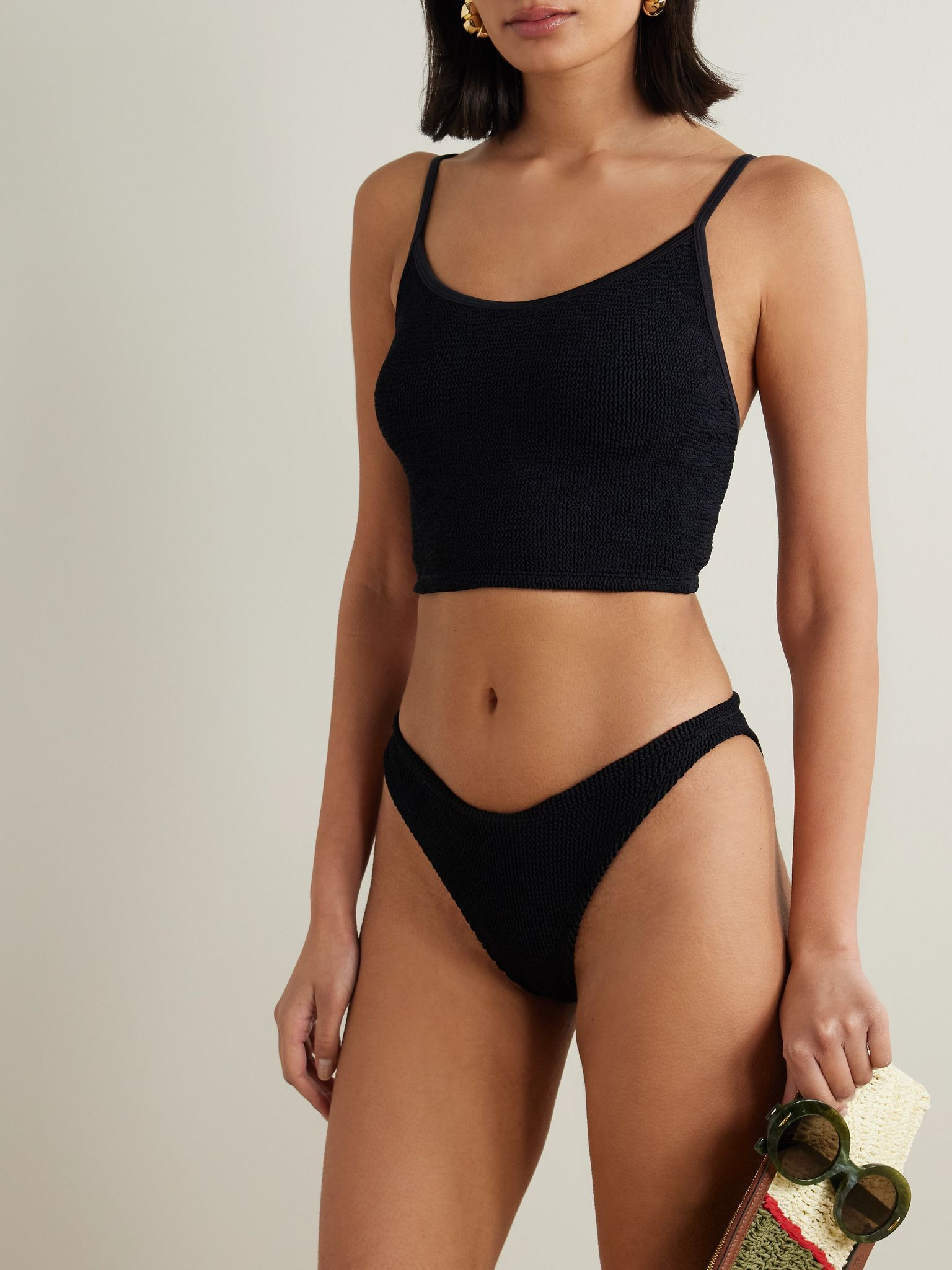 Strap seersucker bikini Black - 2