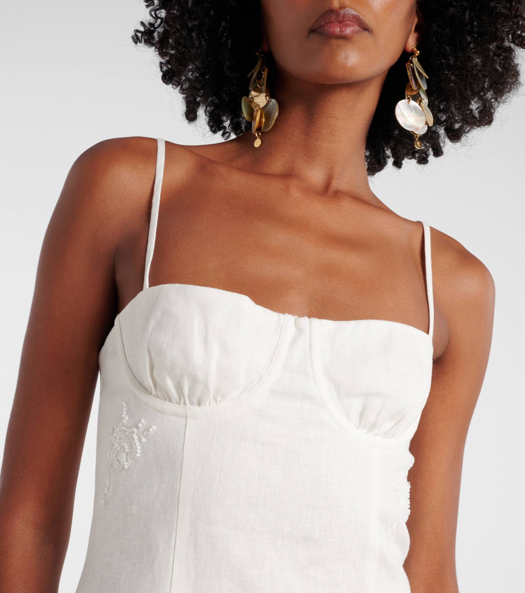 Alessandra embroidered linen minidress - 4