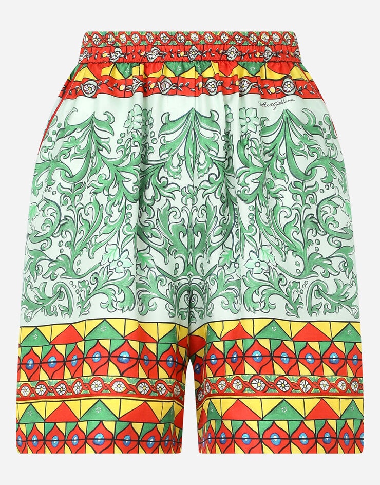 Carretto-print twill shorts - 3