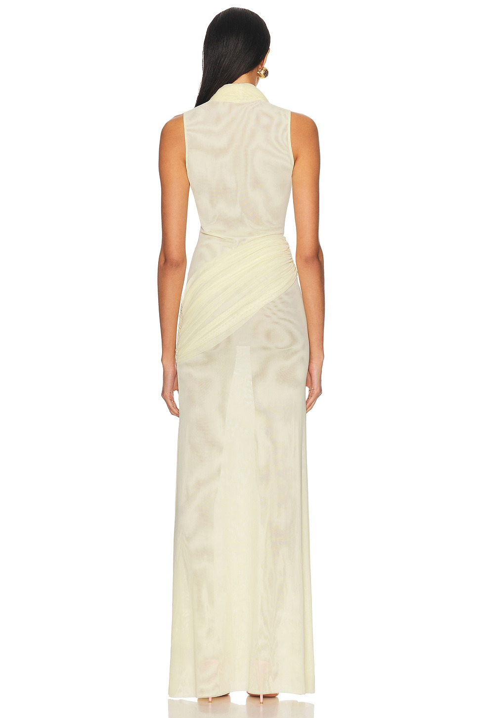Plunge Neckline Sleeveless Gown - 4