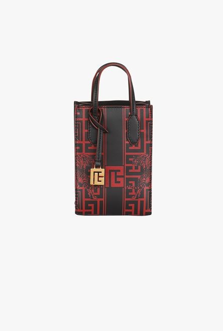 Mini-sized bicolor ivory and black leather Chinese New Year Balmain bag - 1