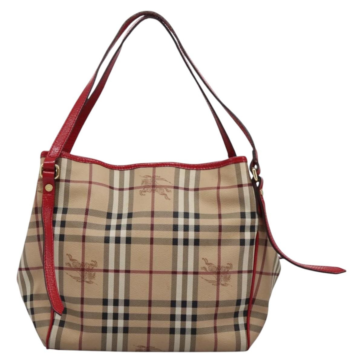 Burberry Nova Check Shoulder Bag Pvc Leather Beige - 13