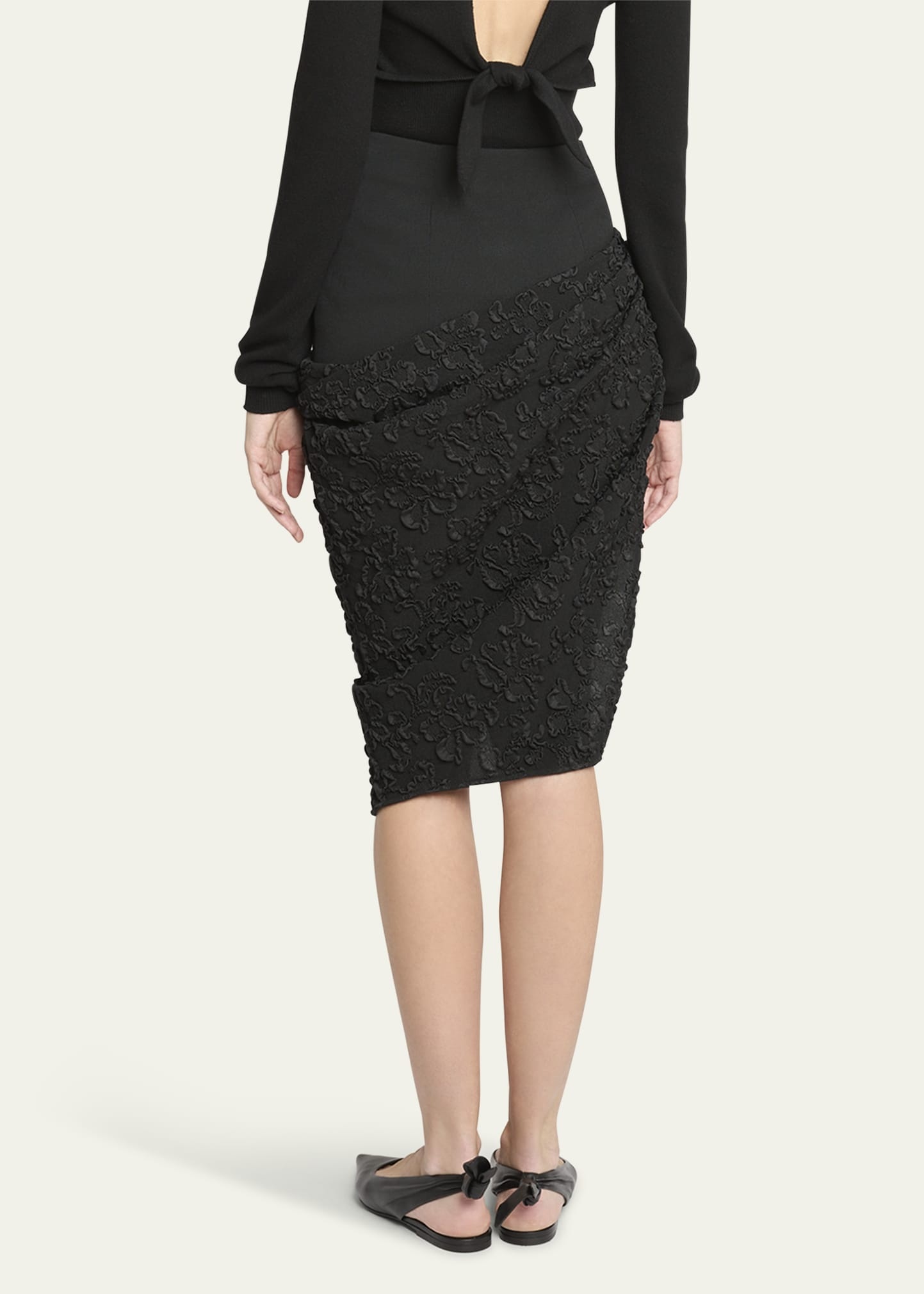 Asymmetric Draped Jacquard Skirt - 3