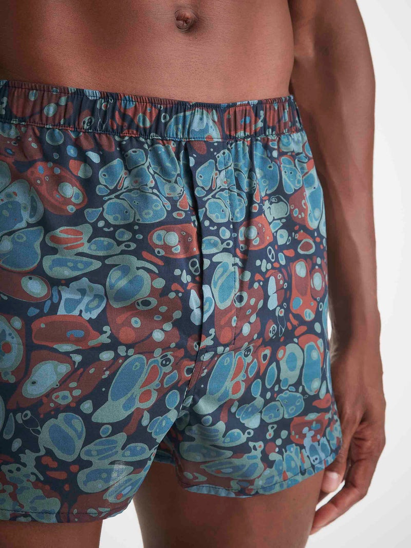 Men's Modern Fit Boxers Cotton Batiste Multi Marble Print - 3