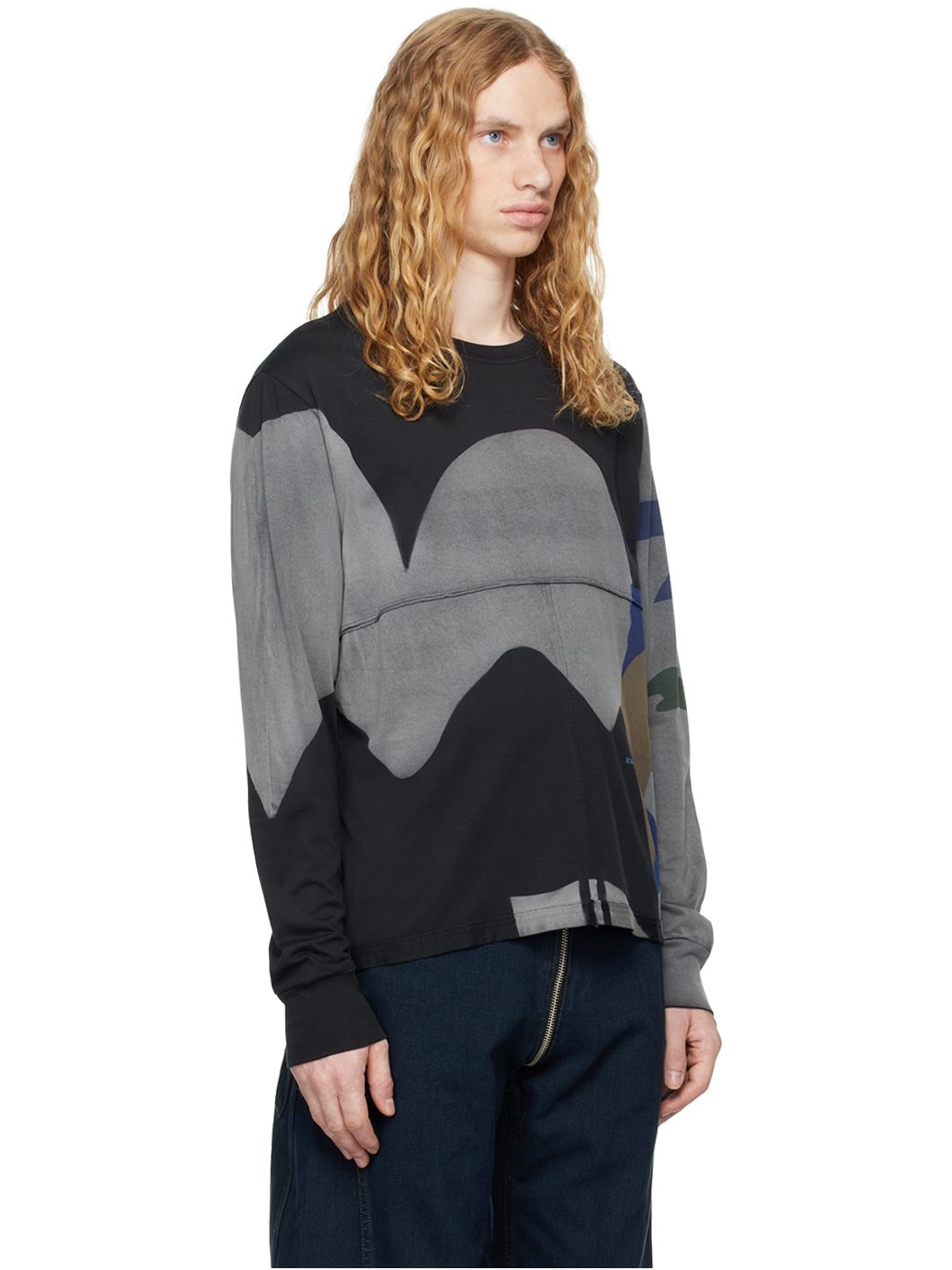 Multicolor Lapped Long Sleeve T-shirt - 2
