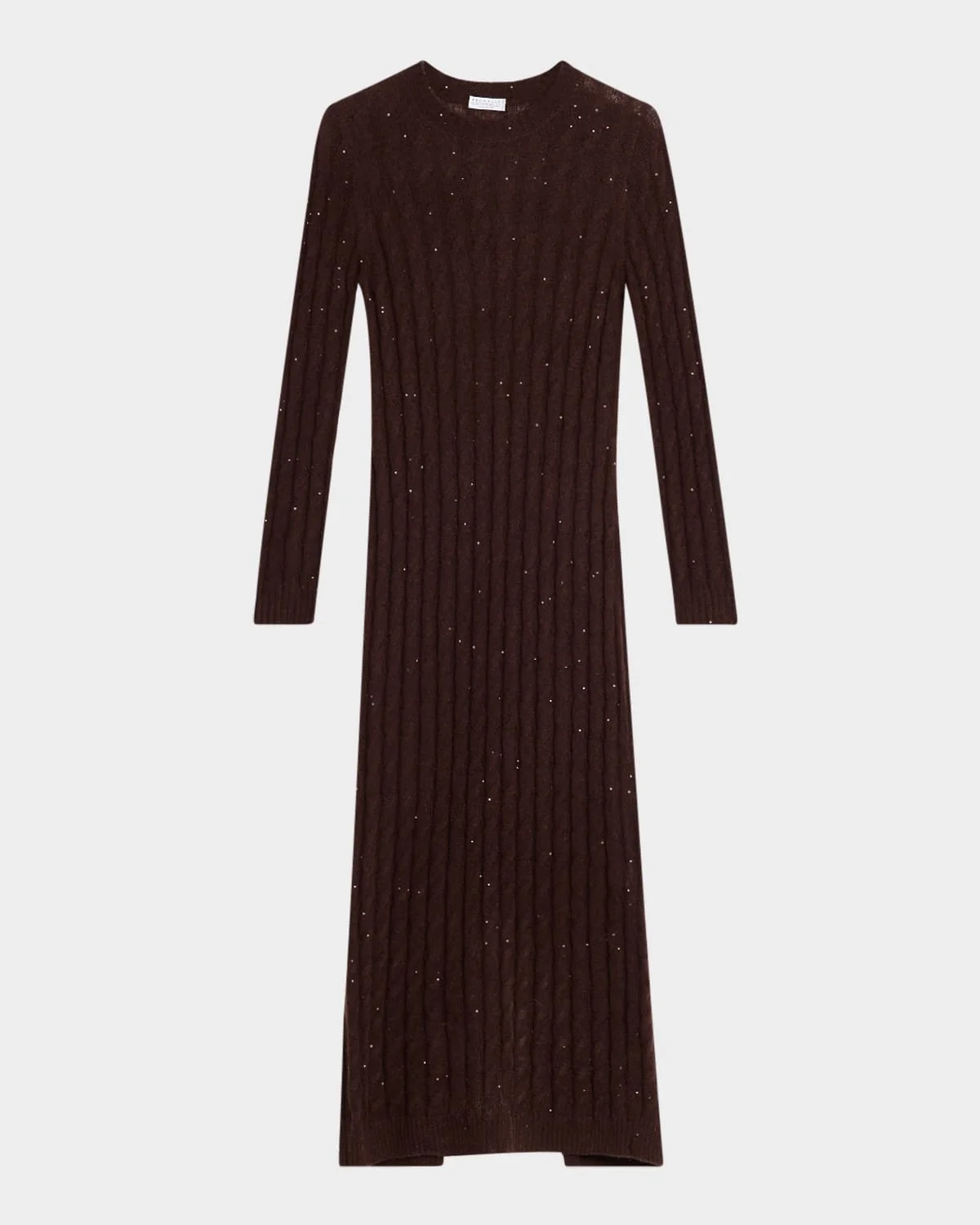 Mohair Pailette Cable Knit Maxi Sweater Dress - 1