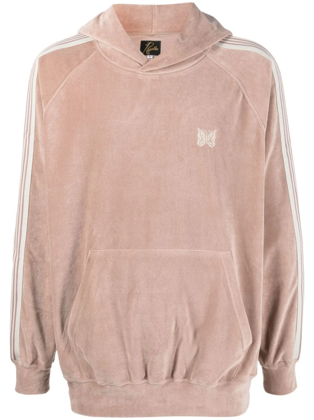 side-stripe velour hoodie - 1