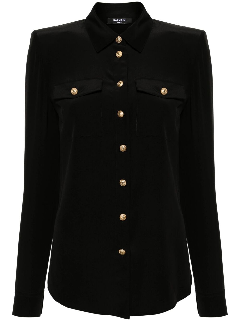 Crepe shirt with golden buttons - 1