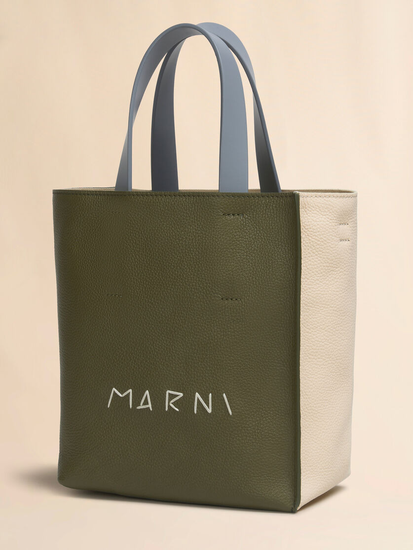 DEEP GREEN CREAM AND BLUE LEATHER MUSEO MINI BAG WITH MARNI MENDING EMBROIDERY - 5