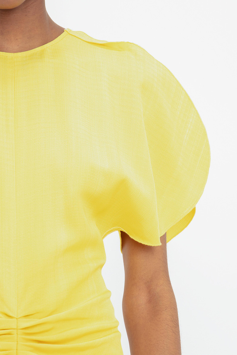 Gathered Waist Midi Dress In Sunflower 7