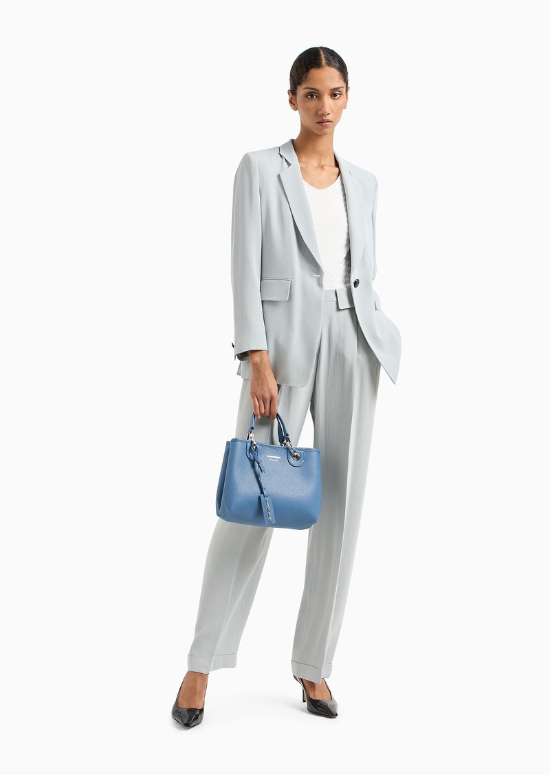 EMPORIO ARMANI Trousers with turned-up cuffs and a chevron micro pattern outlook