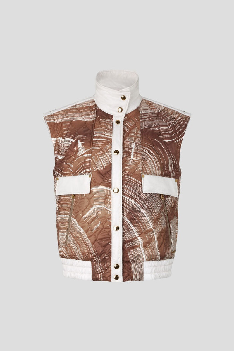 Pinar Quilted gilet in Brown/Off-white 1