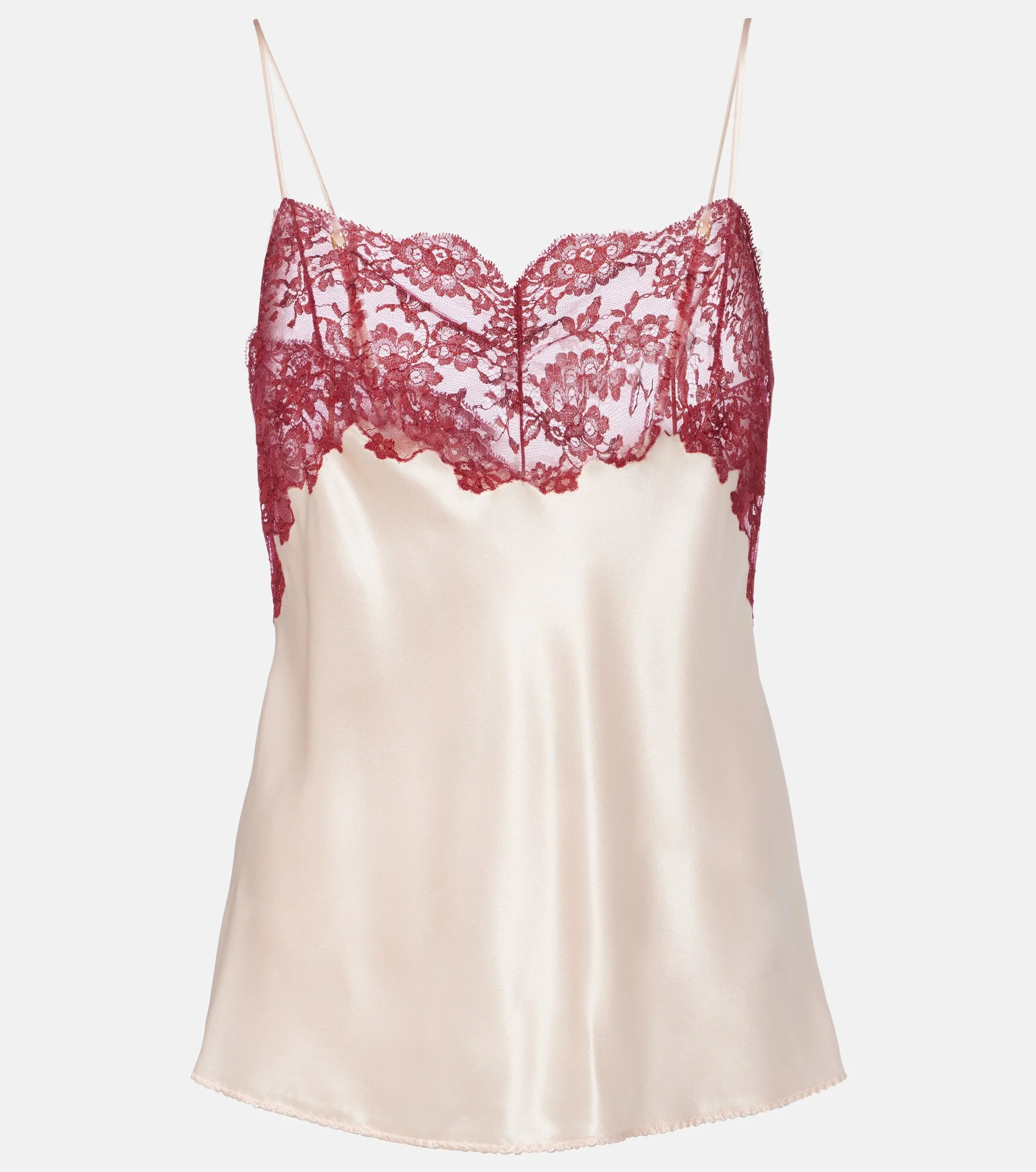 Lace-trimmed silk satin camisole - 1