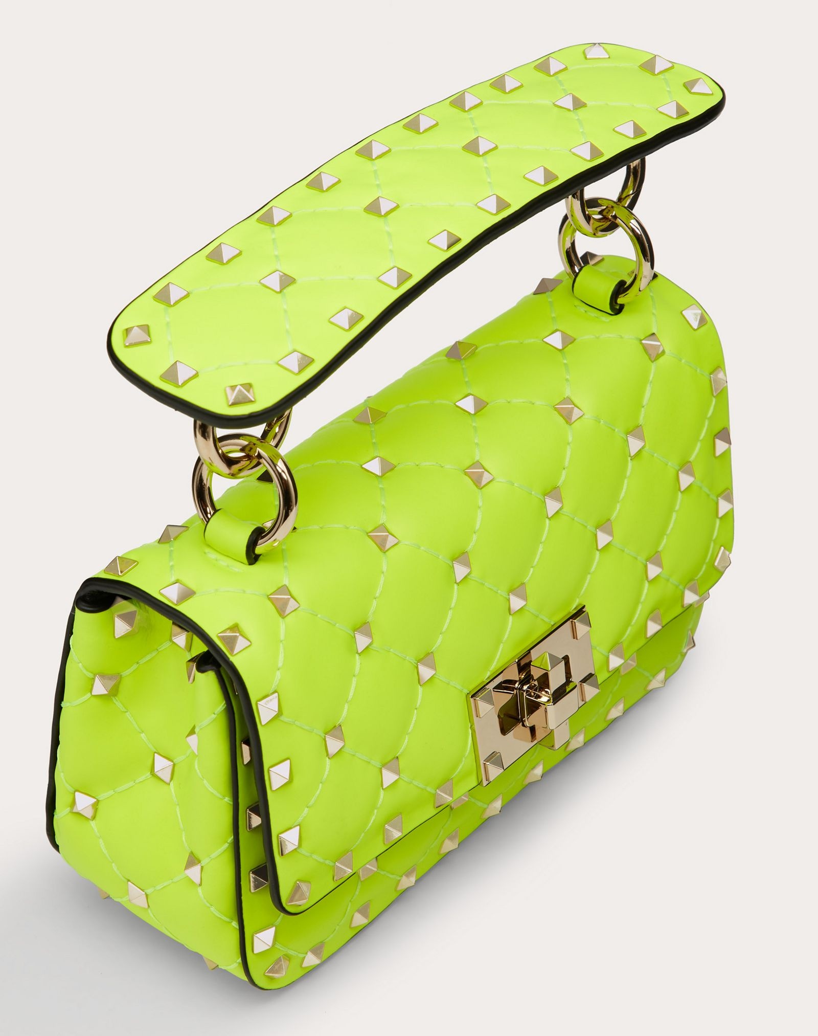 Mini Rockstud Spike fluo calfskin leather bag - 5