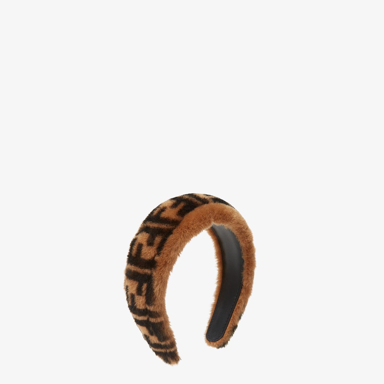 Brown shearling headband - 1