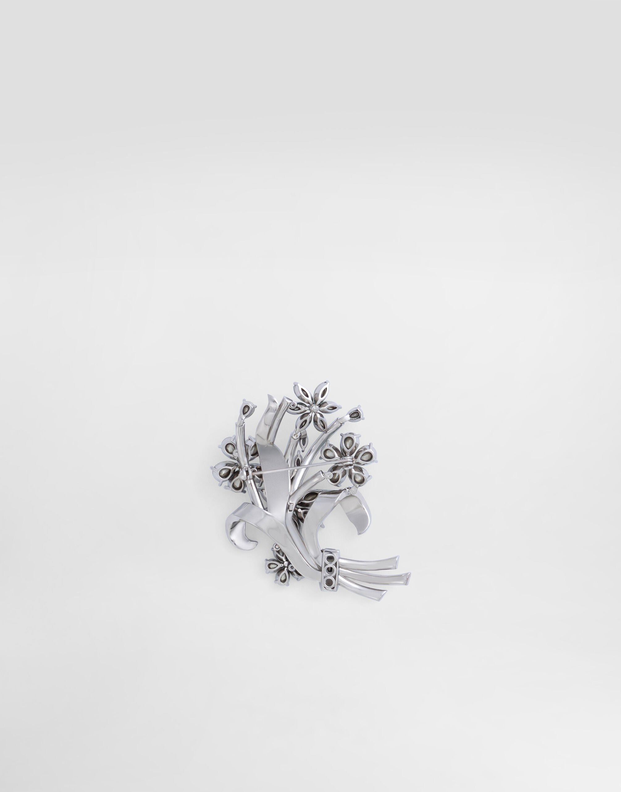 Floral brooch with rhinestones - 3