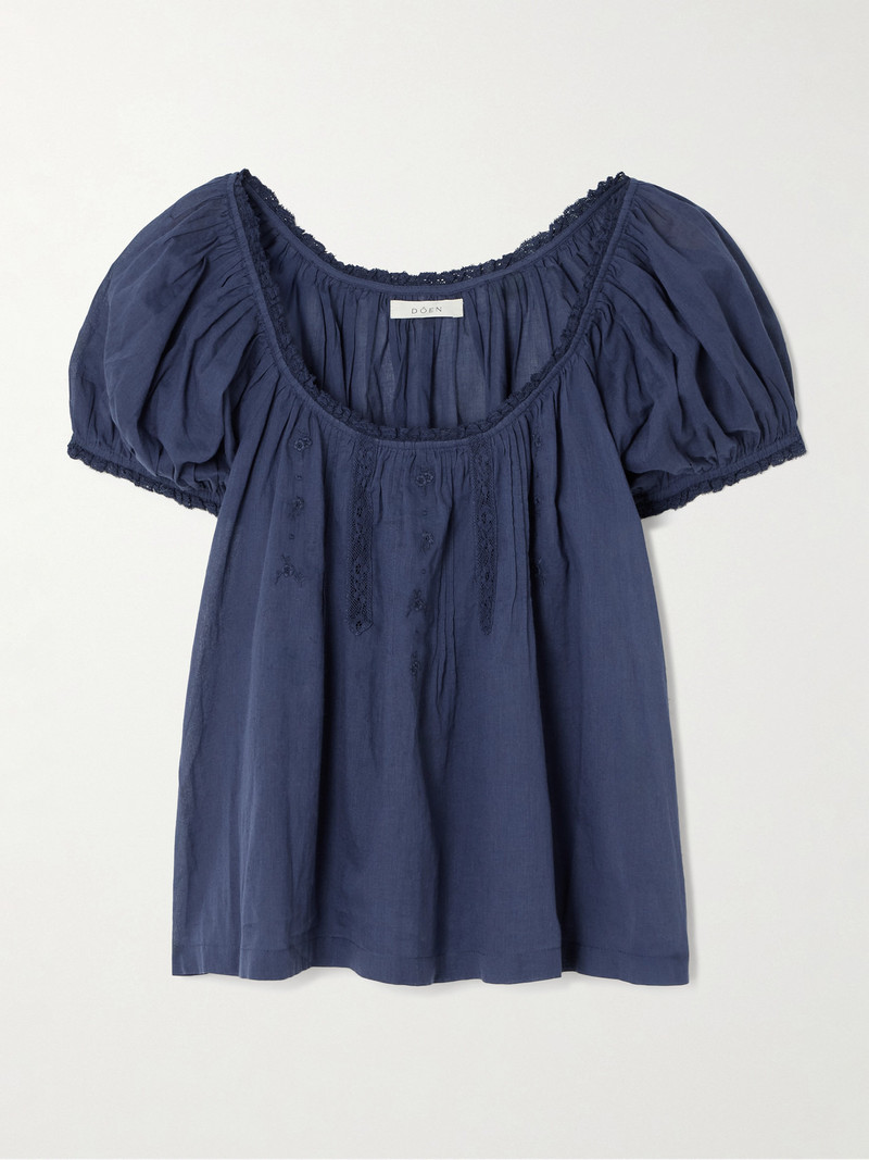 Frederica Lace-trimmed Organic Cotton-voile Blouse 1